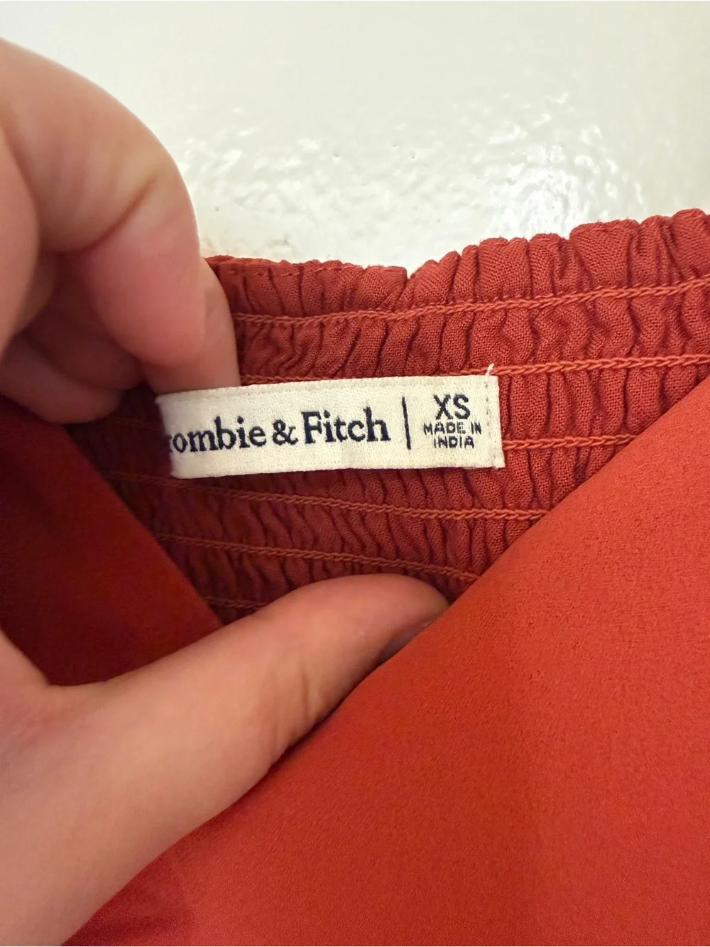 Abercrombie & Fitch Rust Red Puff-Sleeve Square Neck Top